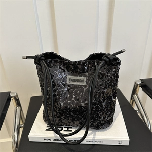 Sac Seau À Paillettes Pour Femmes Sac À Bandoulière Sous L'aisselle Brillant Avec Fermeture Éclair Et Étiquette Mode Mini Sac À Main