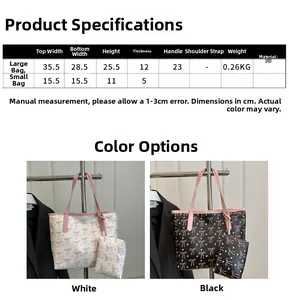 Size specifications for bow print makeup bag set with PU leather bag dimensions