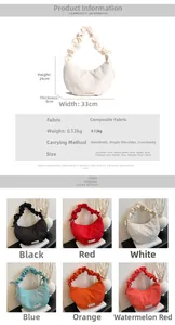 Detailed dimensions and color options for the crescent oxford fabric shoulder bag
