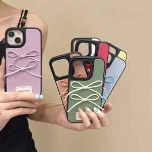 Minimalistische Lederhandyhüllen mit stilvollem Schleifendesign in Pastellfarben