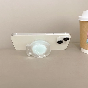 Matte light blue fish phone grip stand for desks with cute minimalist design