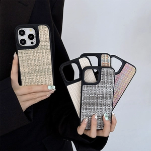 Woven Tweed Pattern Phone Case Fabric Texture Luxury Elegant Protective Cover For Smartphone Shockproof Slim Fit