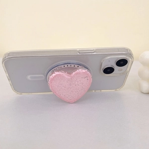 Pink glitter heart cell phone socket stand for women with Gift For You slogan