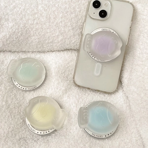 Frosted fish-shaped phone grip tok set in pastel purple, green, yellow and blue colors