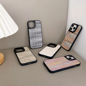 Luxury woven tweed texture phone cases for iPhone in five premium assorted colors