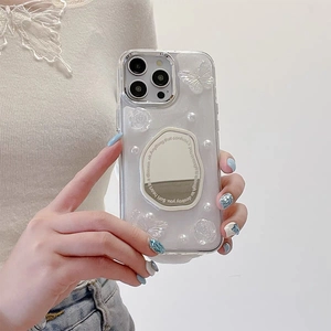 IPhone case with butterfly flower glitter and mirror for a stylish floral look
