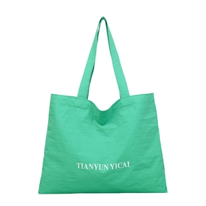 Grand sac fourre-tout en toile vert clair léger avec imprimé lettres blanches design