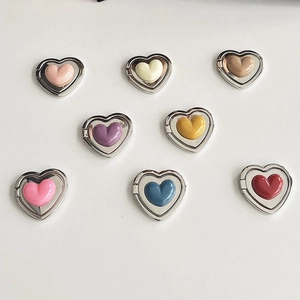 Foldable heart-shaped phone ring stand in eight various colors with chrome metallic frame