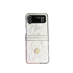 Sparkly glitter marble phone case with 3D gold rose for Galaxy Z Flip and Huawei Pocket 2
