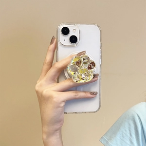 Custodia trasparente per iPhone con supporto a zampa di gatto glitterata per impugnatura