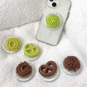 Simulation Cookie Magnetic Phone Griptok Retractable Plastic Chocolate Biscuit Pretzel Shape Desktop Stand Holder Novelty