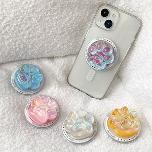 Support de téléphone en résine à paillettes en forme de patte de chat couleurs aurore