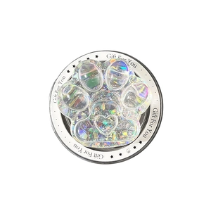 Supporto per telefono a zampa di gatto glitterato con paillettes iridescenti e cuore in resina