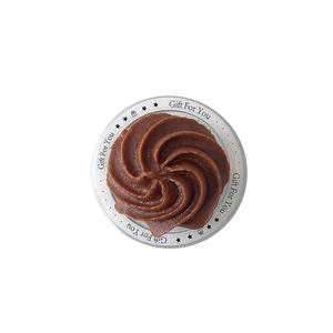 Realistic dark brown chocolate cookie phone grip and stand with spiral petal shape design
