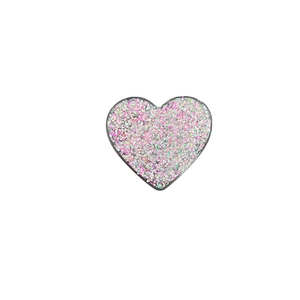 Pink heart-shaped glitter phone socket stand with sparkling sequins for smartphone