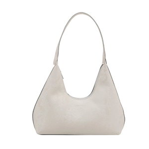 Chic off-white snakeskin hobo shoulder bag with a minimalist crescent moon silhouette