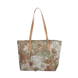 Artistic floral graffiti tote bag with vintage tapestry pattern and large capacity