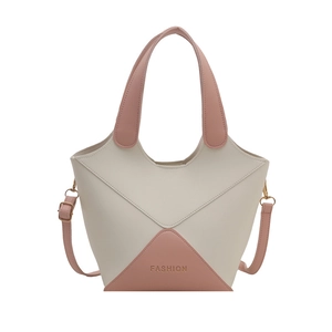 Sac seau vintage bicolore chic avec poignées et bandoulière amovible réglable