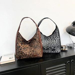 Sac Fourre-Tout Imprimé Léopard Cuir PU Grande Capacité Vintage Rétro Épaule Hobo Sac À Main Mode Décontracté Femmes