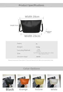 Guide détaillé des dimensions du grand sac seau en cuir PU avec bandoulière réglable