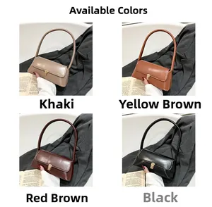 French style baguette bags in khaki, yellow brown, reddish brown, and black with gold lock