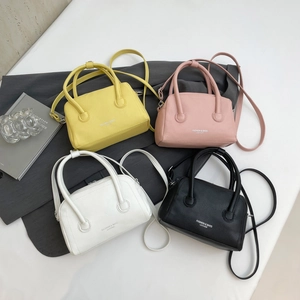 Solid Color PU Leather Boston Bag Women Litchi Grain Handbag With Double Handles Fashion Crossbody Purse Elegant Casual
