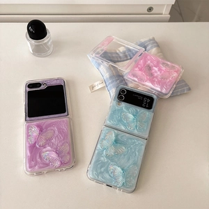 Glossy butterfly phone case with pearlescent finish for Samsung Galaxy Z Flip 6