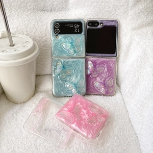 Foldable butterfly phone cases with pearlescent texture for Samsung Z Flip 6 series
