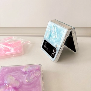 Detail of 3D butterfly embossed phone case with marble texture for Samsung Galaxy Z Flip