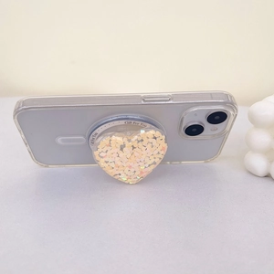 Magnetic MagSafe glitter heart phone socket stand for horizontal desktop viewing