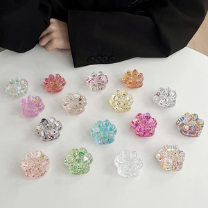 Colorful sequin cat paw retractable phone grip stand for desk and mobile support