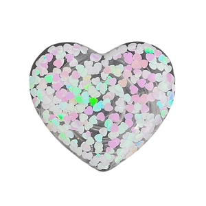 Glittery heart phone grip socket with colorful sequins and retractable stand for phone