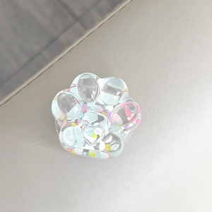 3D sparkly sequin cat paw phone grip with transparent resin and colorful glitter