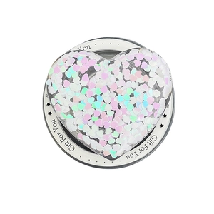 Magnetic MagSafe heart glitter phone grip with pink and blue iridescent sequins