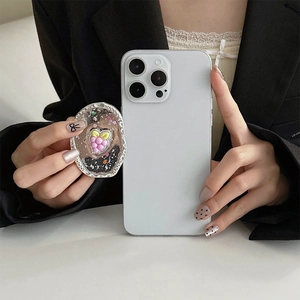 Support de téléphone en résine à paillettes avec motif de raisin violet scintillant