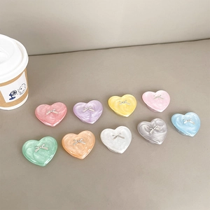 Bow heart phone grip socket set in 9 pearlescent colors with foldable airbag stand