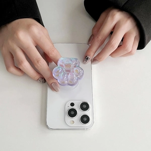 Support de téléphone rétractable en forme de patte de chat laser irisé pour smartphones chic