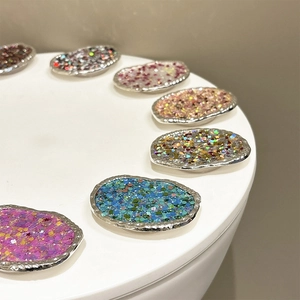 Sparkly sequin cell phone grip with metallic wave edges in various vibrant colors