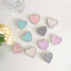 Heart Phone Grip Expanding Magnetic Griptok Marble Pattern Resin Rhinestone Sparkling Elegant Smartphone Stand Accessory