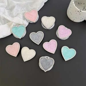 Colorful marble heart magnetic phone socket with pearl border for smartphone grip