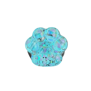 Support de téléphone patte de chat pailletée en résine bleue avec sequins