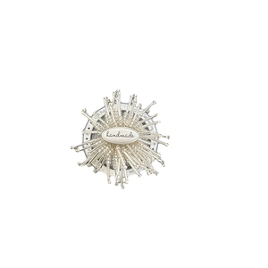 Handmade flower firework phone grip with transparent bead rays and central metal tag