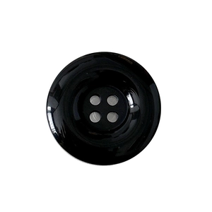 Glossy black four-hole button style retractable phone grip stand on white background