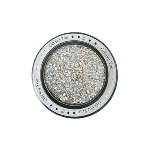 Round glitter heart phone holder with holographic silver sparkle and Gift For You text