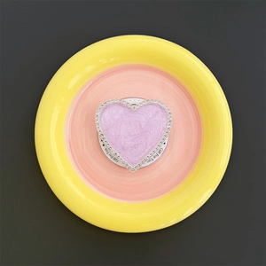 Detail of purple marble heart phone grip with sparkling rhinestones and Gift For You text