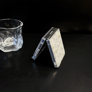 Detailed view of luxury pearl and glitter case for Samsung Galaxy Z Flip phone