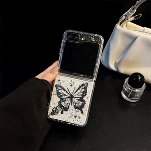 Sparkling butterfly phone case with silver foil for Samsung Galaxy Z Flip 6 series