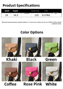 Tableau des tailles et options de couleurs pour sac à bandoulière en cuir PU pour femmes