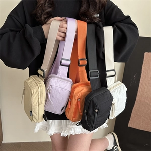 Fashion nylon chest bags in five colors with wide canvas straps for casual outdoor use