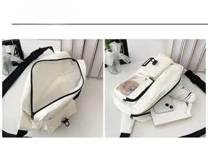 Detailed internal structure of the white crossbody bag with large capacity storage